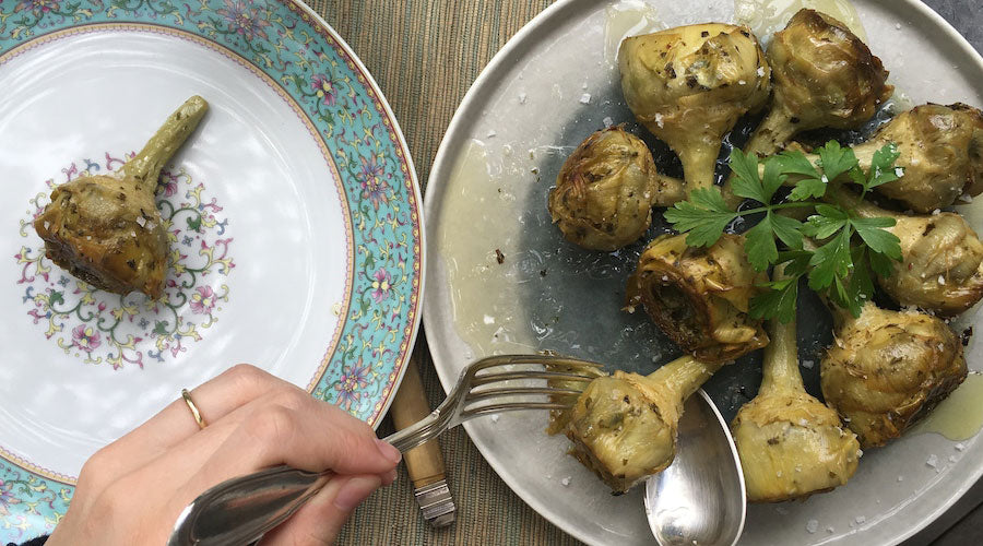 Alcachofas confitadas